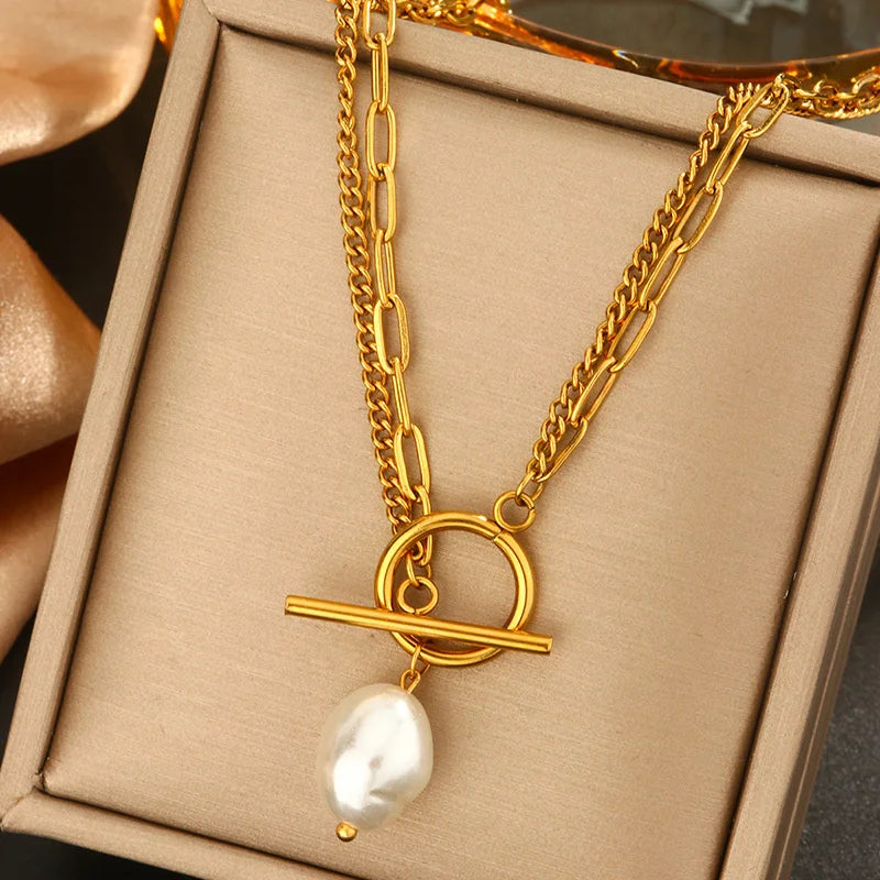 Trend Elegant Jewelry Wedding Big Pearl Pendant Chain Necklace For Women Fashion White Imitation Pearl Choker Necklace
